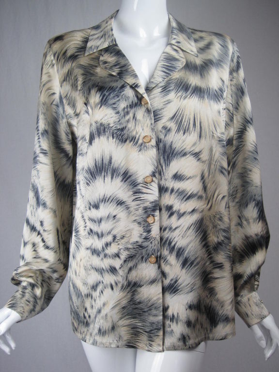 Escada Silk Blouse with Fur Print 1