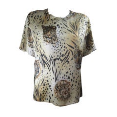 Vintage Escada Silk Blouse with Animal Print