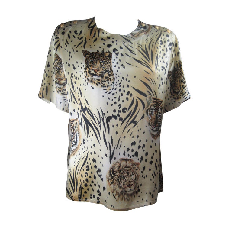 Escada Silk Blouse with Animal Print