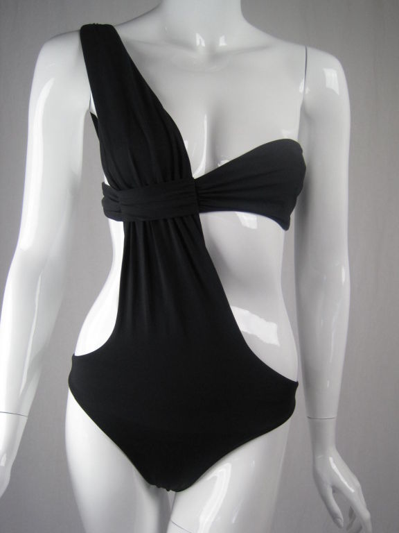 La Perla Black Asymmetric Swimsuit with Cut Out Waist 3