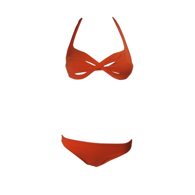La Perla Tangerine Bikini with Cut-out Detail For Sale