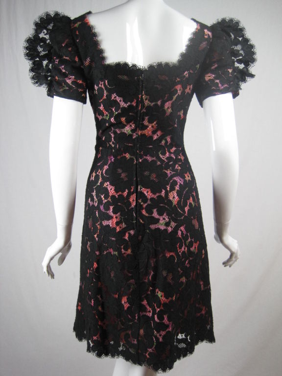 Bob Mackie Black Lace Cocktail Dress In Excellent Condition In Los Angeles, CA