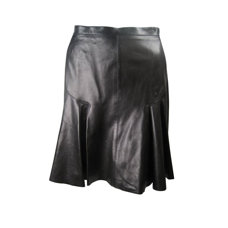 Alaia Black Leather Mini Skirt at 1stDibs