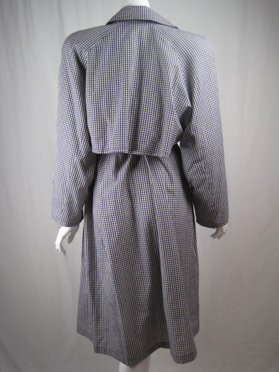 Gray Mila Schon Cotton Gingham Overcoat For Sale