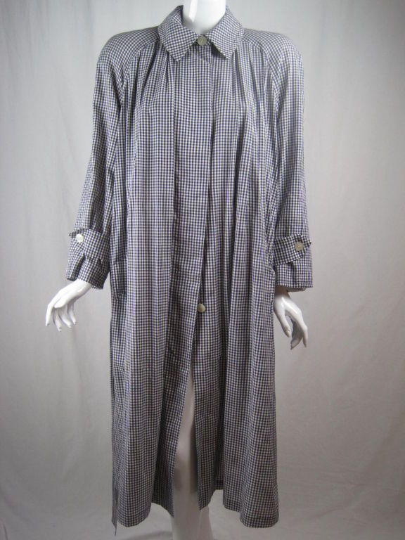 Mila Schon Cotton Gingham Overcoat For Sale at 1stDibs