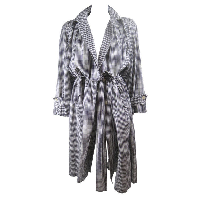 Mila Schon Cotton Gingham Overcoat For Sale