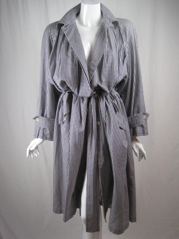 Mila Schon Cotton Gingham Overcoat For Sale 3