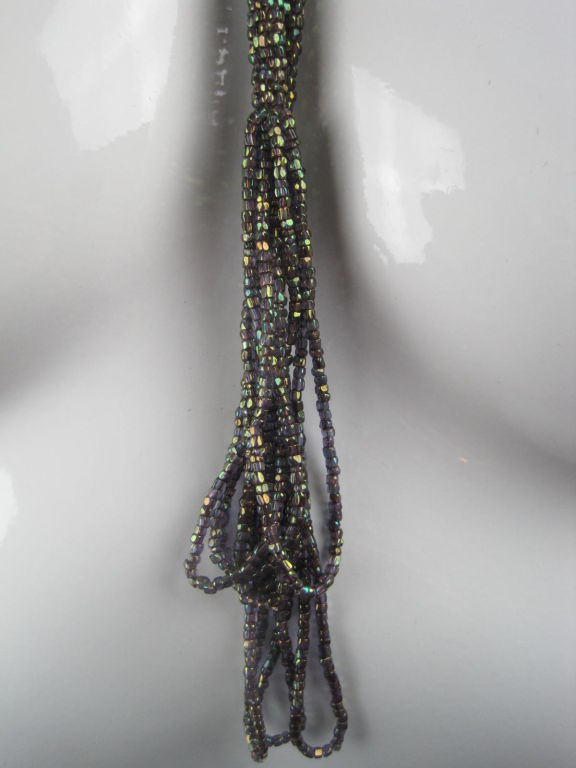 Art Deco 1920's Sautoir Necklace with Iridescent Glass Beads