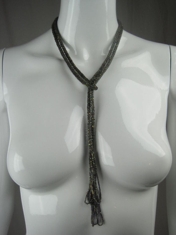 Women's 1920's Sautoir Necklace with Iridescent Glass Beads