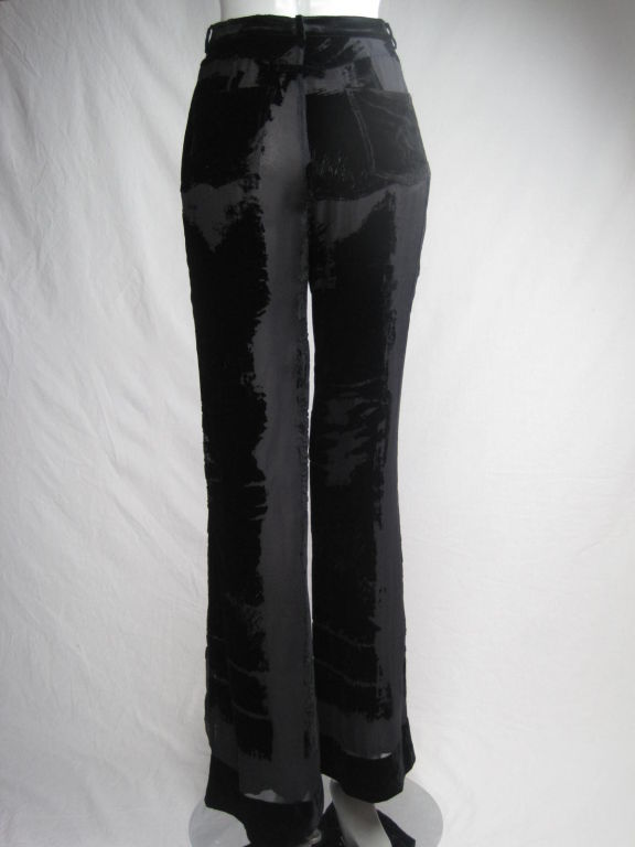 Women's Jean Paul Gaultier Black Velvet Devoré Trousers