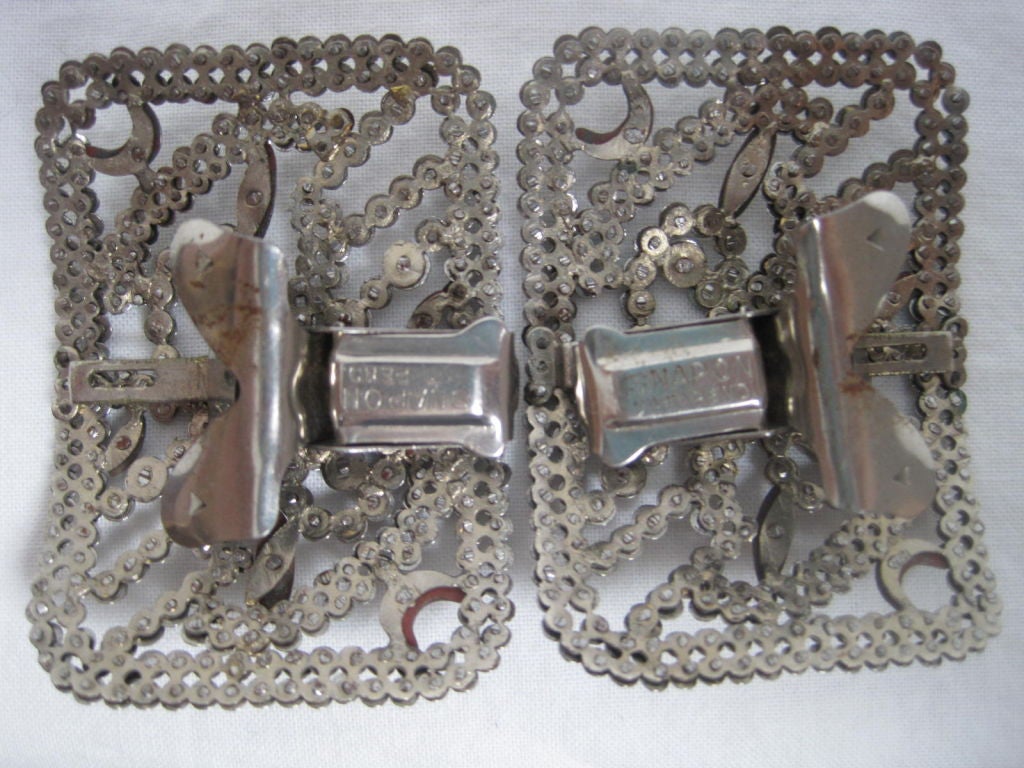 Gray Pair of Antique French Cut Steel Shoe Clips
