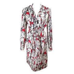 Mollie Parnis Shirtdress with Abstract Print.
