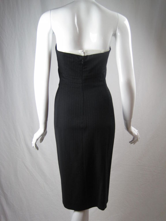 Black Dolce & Gabbana Strapless Pinstriped Dress For Sale