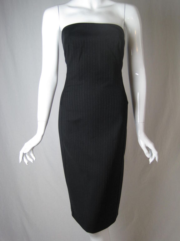 Dolce & Gabbana Strapless Pinstriped Dress For Sale 4