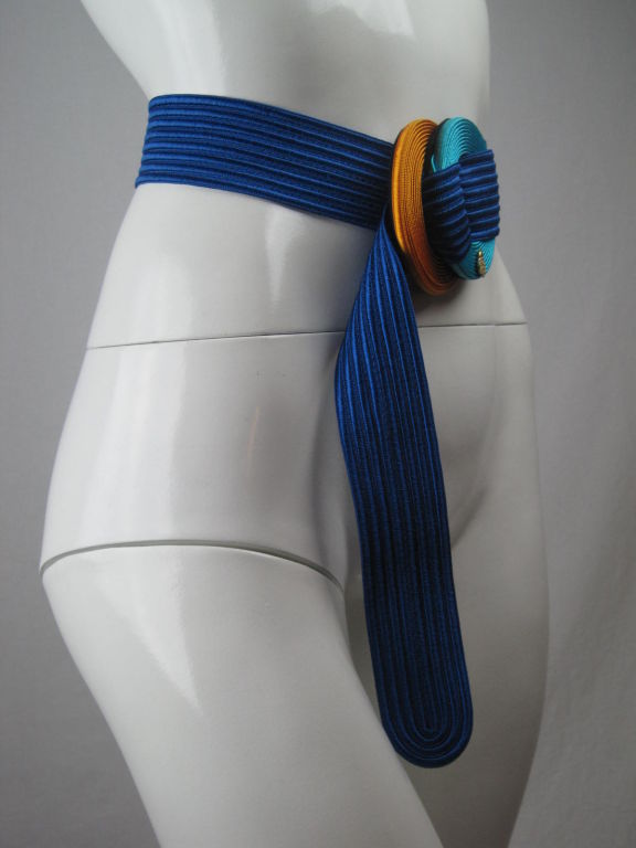 Yves Saint Laurent Ribbed Royal Blue Belt