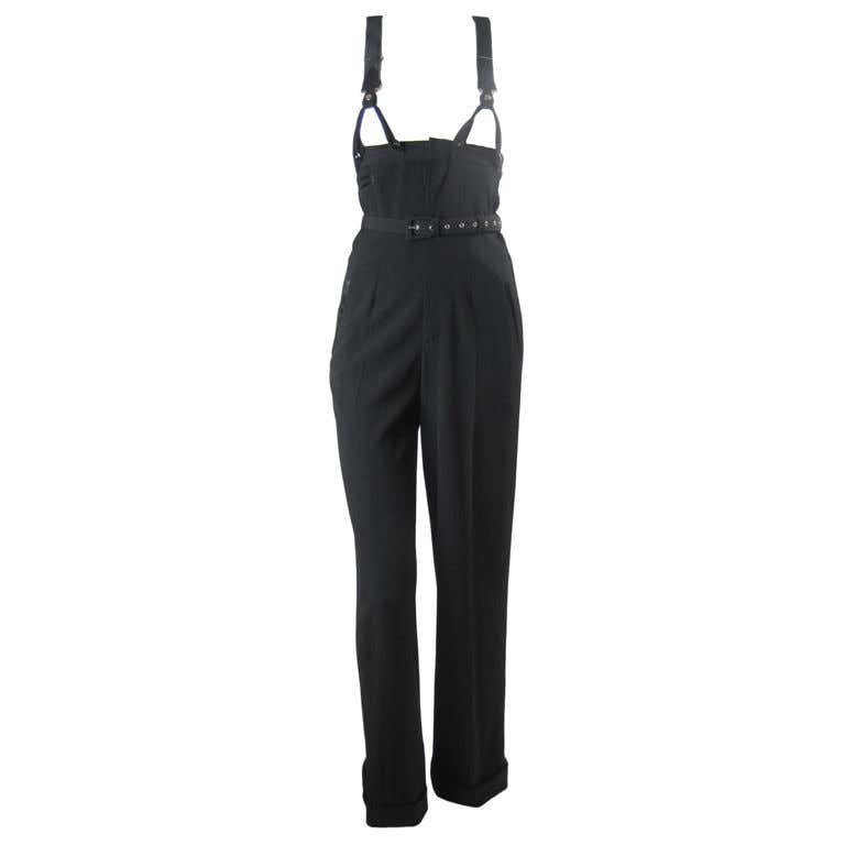 1990's GAULTIER High-Waisted Tuxedo Trousers with Suspenders at 1stDibs
