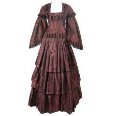 Mid-Victorian Silk Jacquard Gown Circa 1860's