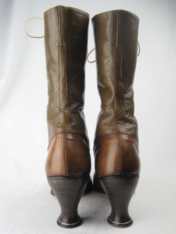 Brown Victorian Two-Toned Leather Boots