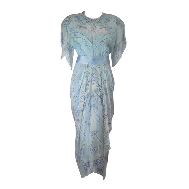 Zandra Rhodes Hand-Painted Dress with Beading For Sale