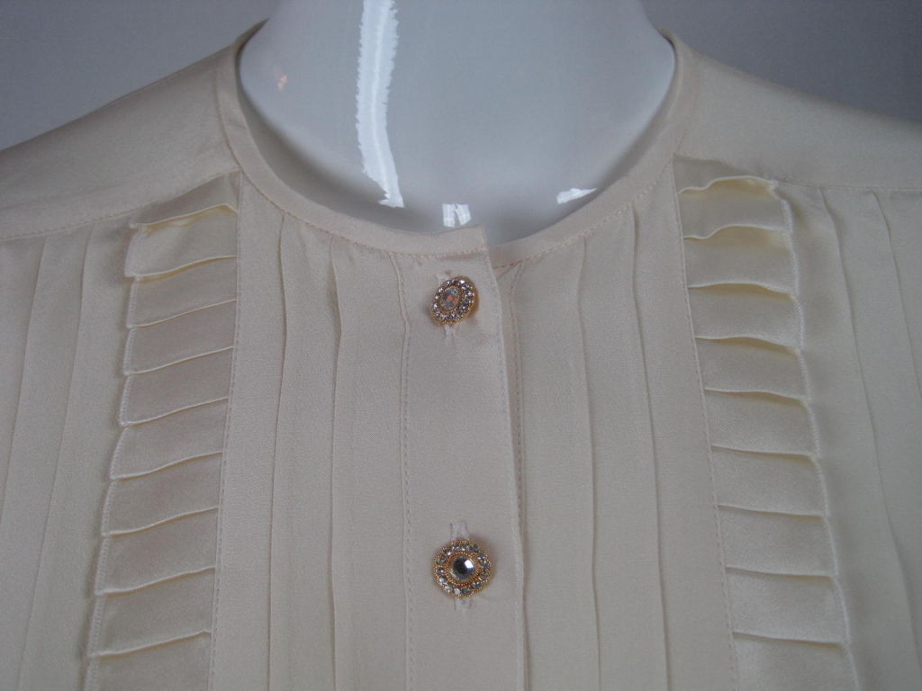 Gray Escada Pleated Silk Blouse