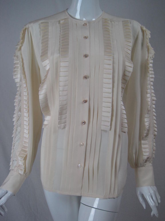 Women's Escada Pleated Silk Blouse