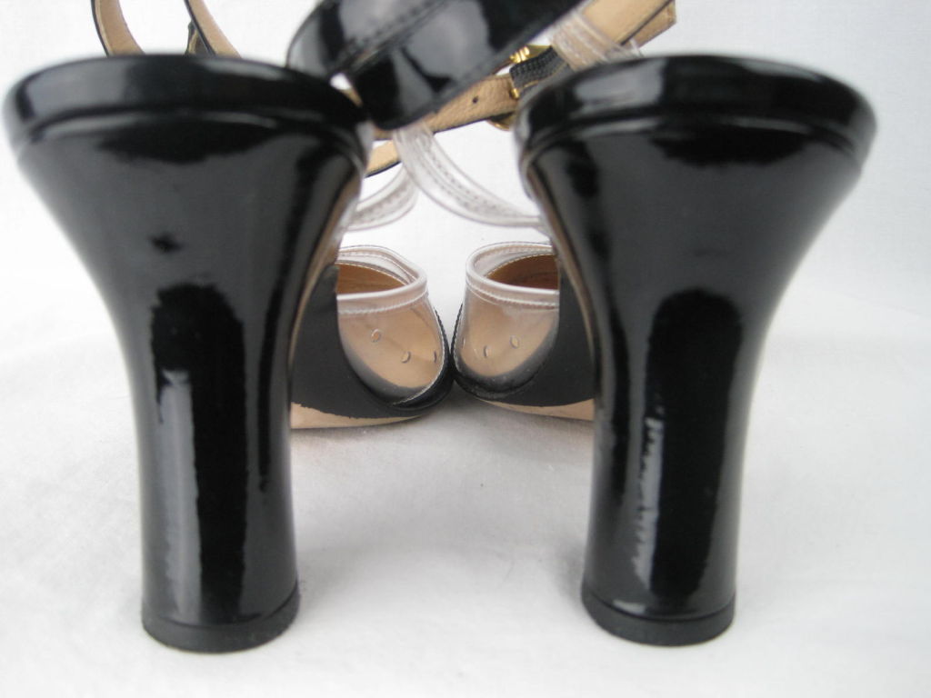 Donna Karan Patent Leather and Vinyl Heels In Excellent Condition In Los Angeles, CA