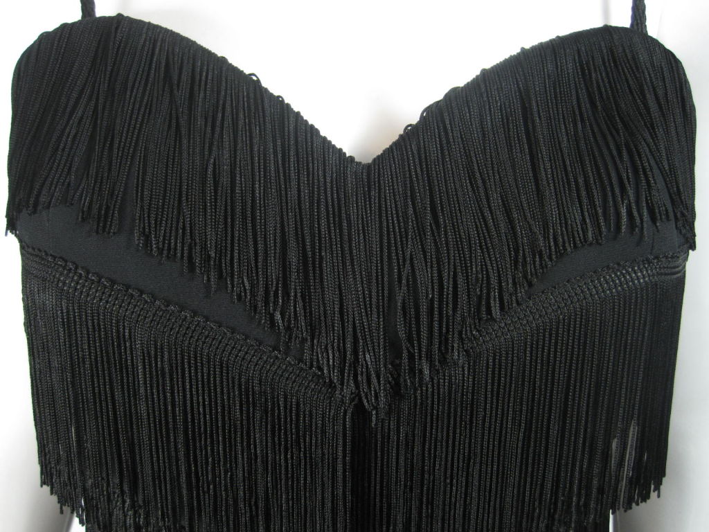 Moschino Couture Black Fringe Dress In Excellent Condition For Sale In Los Angeles, CA