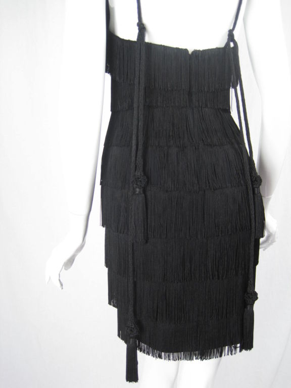 Moschino Couture Black Fringe Dress For Sale 2