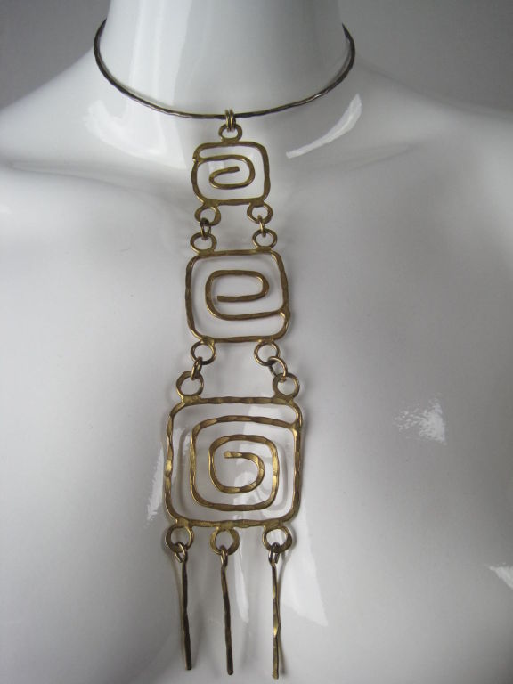 1960's Modernist Hammered Bib Necklace-SALE! 4