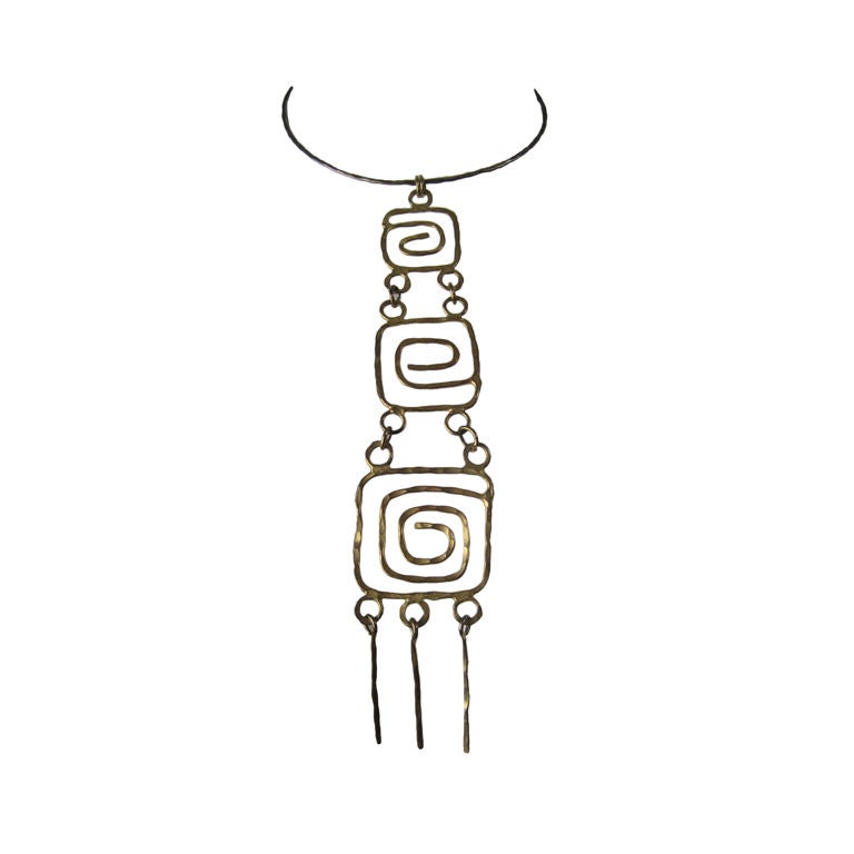 1960's Modernist Hammered Bib Necklace-SALE!