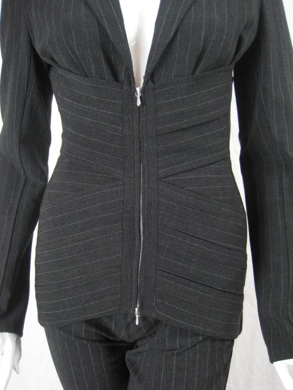 Jean Paul Gaultier Pinstriped Suit with Laced Back 1