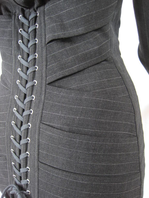 Jean Paul Gaultier Pinstriped Suit with Laced Back 2