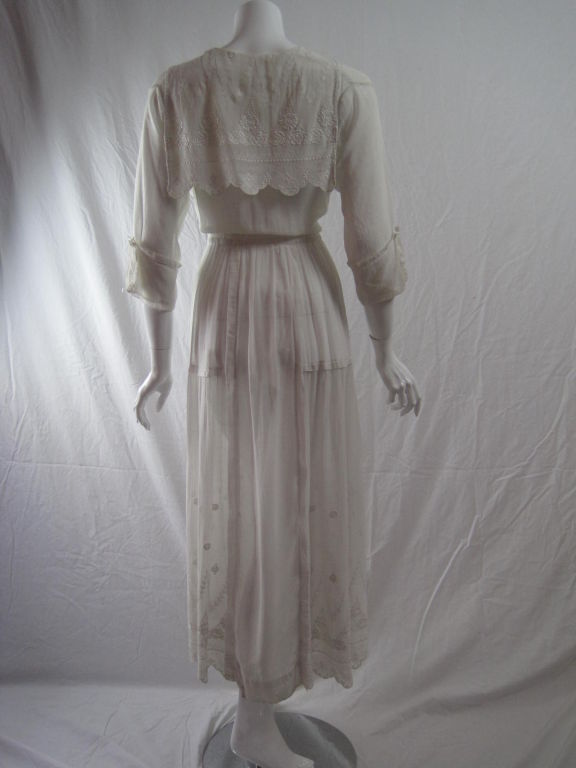 Women's Edwardian Tea Dress with Hand Embroidery