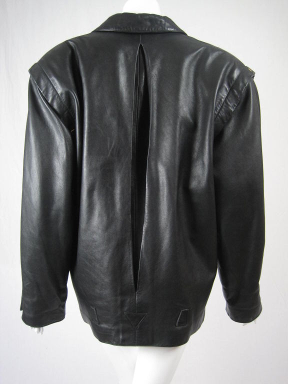 Complice Black Leather Jacket with Gold Hardware at 1stDibs
