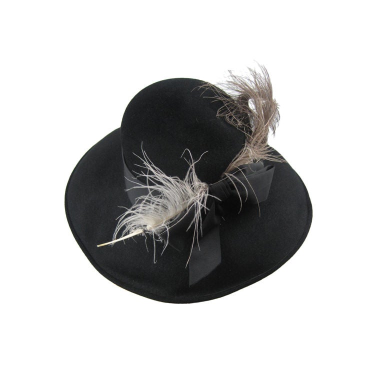 1950's Leslie James Black Felt Hat at 1stDibs | leslie james hats