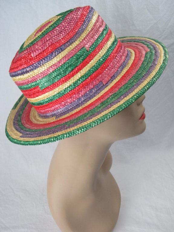 Pink Vintage Rainbow Fedora from Saks Fifth Avenue For Sale