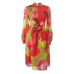 1960
s Teal Traina Printed Cocktail Dress-SALE!