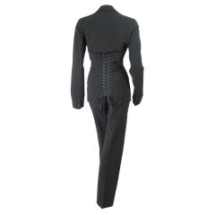 Jean Paul Gaultier Pinstriped Suit with Laced Back