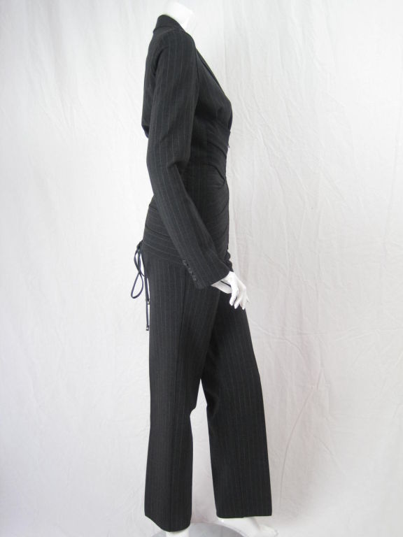 Women's Jean Paul Gaultier Pinstriped Suit with Laced Back