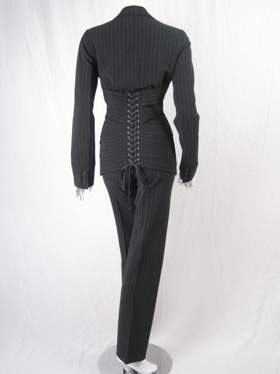 Jean Paul Gaultier Pinstriped Suit with Laced Back 6