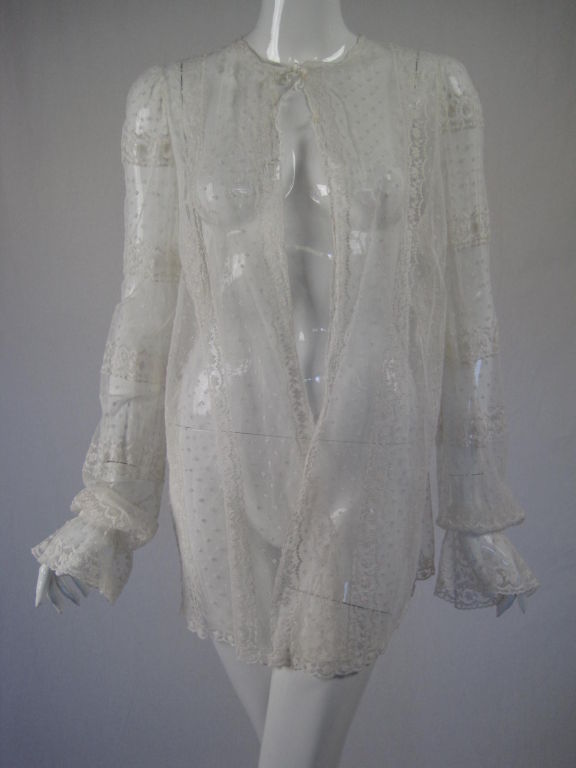 Edwardian White Lace Bed Jacket 4