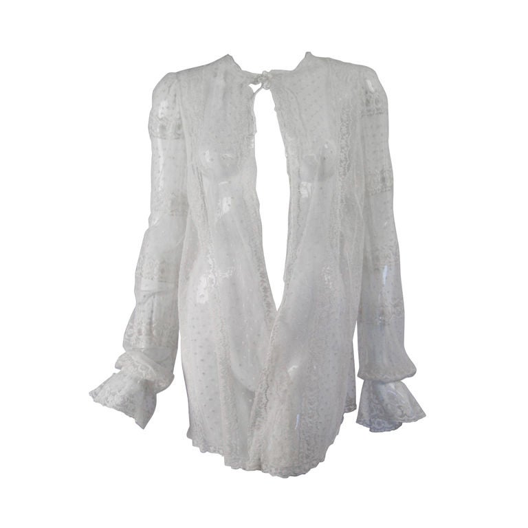 Edwardian White Lace Bed Jacket