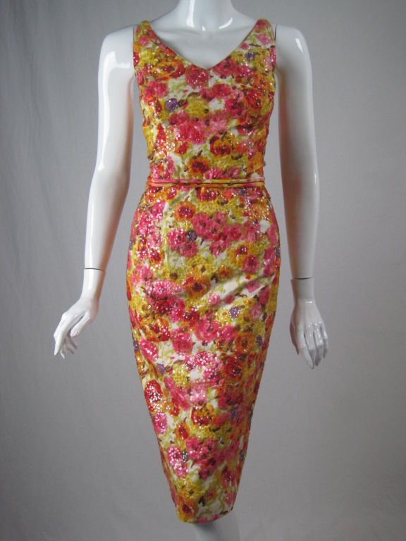 1960's Cocktail Dress with Sequins at 1stdibs
