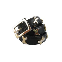 Paloma Picasso Leather Belt with Gold-Tone Hardware