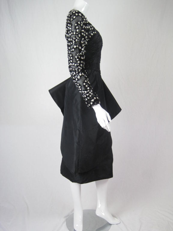 Black 1980's French Cocktail Dress For Sale