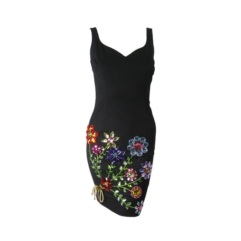 Moschino Dress with Rhinestone Bouquet-SALE!