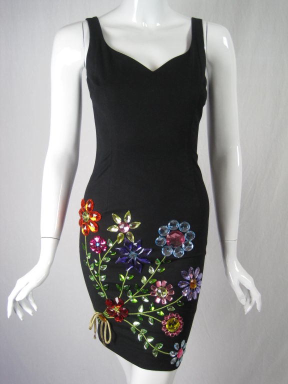 Moschino Dress with Rhinestone Bouquet-SALE! 4
