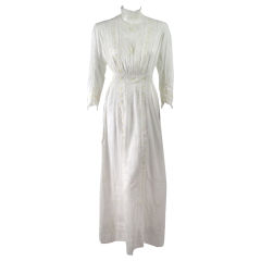 Vintage Edwardian Lawn Dress with Pintucks and Lace Insets
