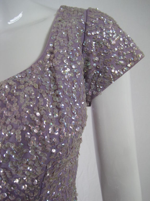 1950's Lilac Sequins Cocktail Dress 2