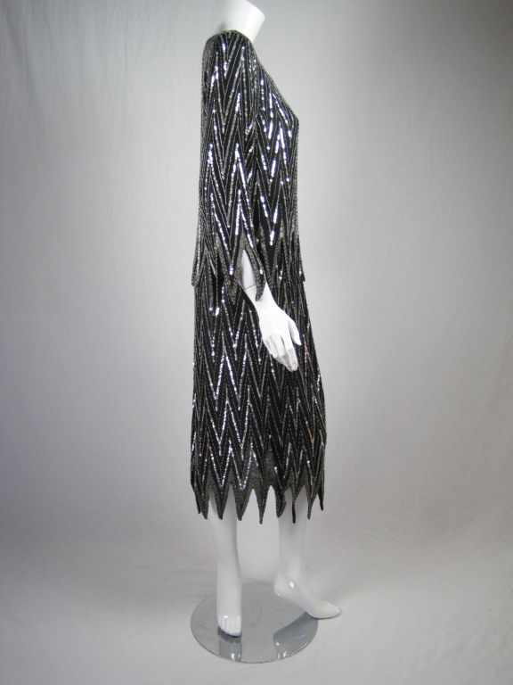 1980's Silk Ensemble with Allover Sequined Embellishment
